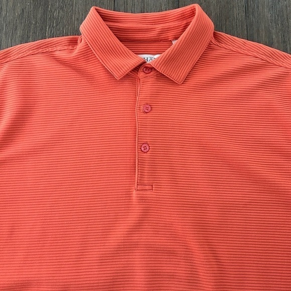 Tehama Men’s Short Sleeve Polo. Hang’em Dry Moisture Wicking. XL  Peachy orange - Picture 2 of 4
